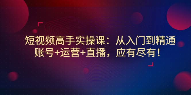 【副业项目3439期】短视频高手实操课：从入门到精通（怎样做短视频赚钱）-万图副业网