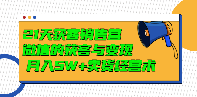 【副业项目3530期】微信营销的方法和技巧：21天获客销售营，带你破解微信的获客与变现-万图副业网