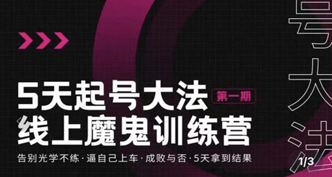 【副业项目3626期】五天起号魔鬼训练营，告别光学不练，逼自己上车，成败与否，5天拿到结果-万图副业网