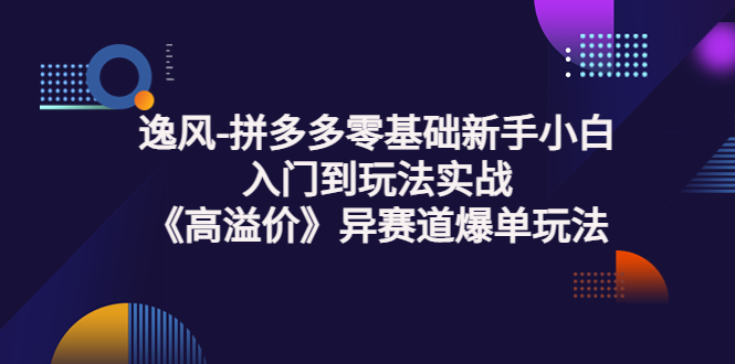 【副业项目3877期】逸风-拼多多新手小白入门到玩法实战，异赛道爆单玩法实操课-万图副业网