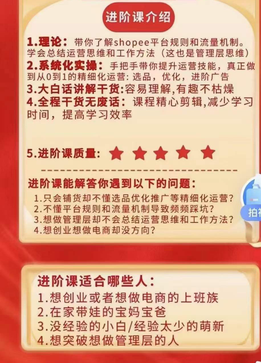 图片[3]-【副业项目3916期】小鸿老师跨境电商Shopee入门课+进阶课：理论+实操系统化教学，shopee怎么注册开店视频教程-万图副业网