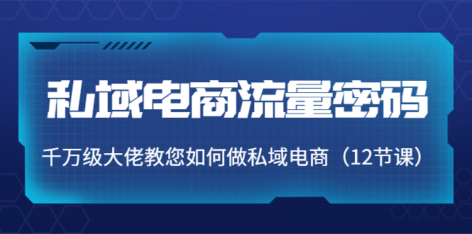 【副业项目4297期】私域电商流量密码：千万级大佬教您如何做私域电商（12节课）-万图副业网
