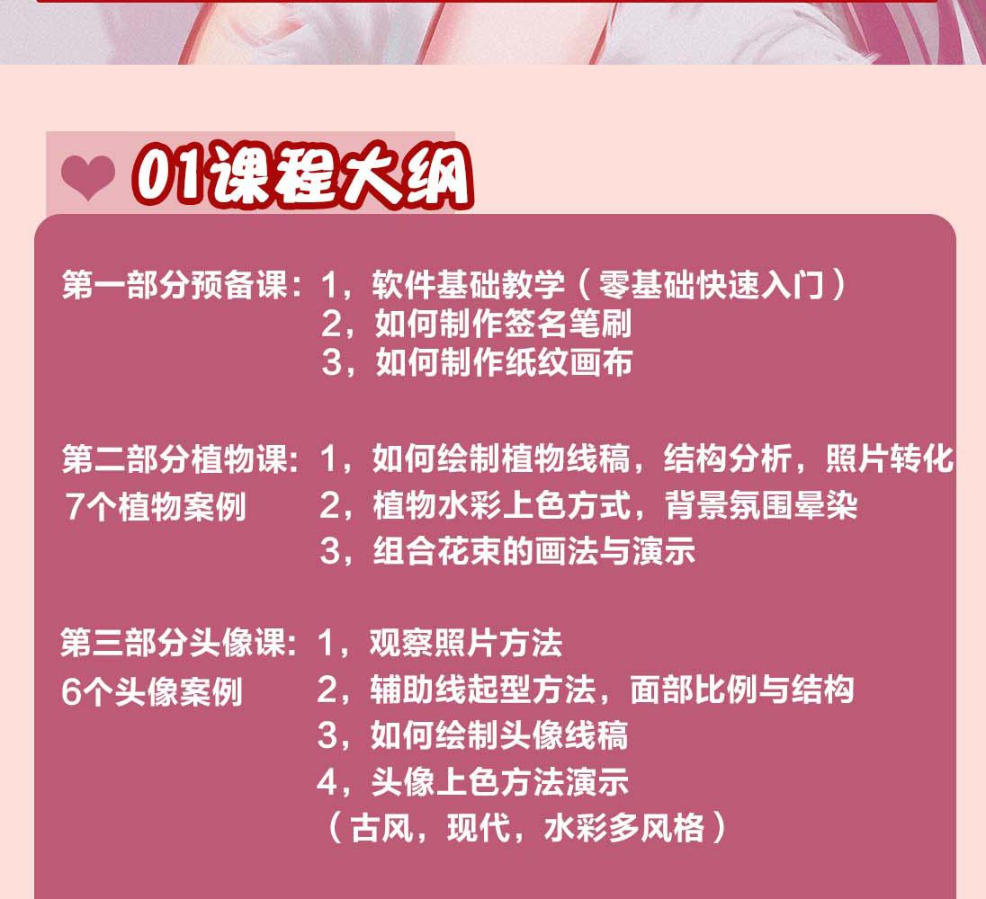 图片[3]-【副业项目4320期】2022年ipad综合团练水彩植物+少女头像，二合一课程（40节课）-万图副业网