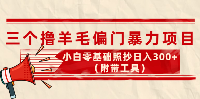 【副业项目4412期】外面卖998的三个撸羊毛偏门暴力项目，小白零基础照抄日入300+（附带工具）-万图副业网