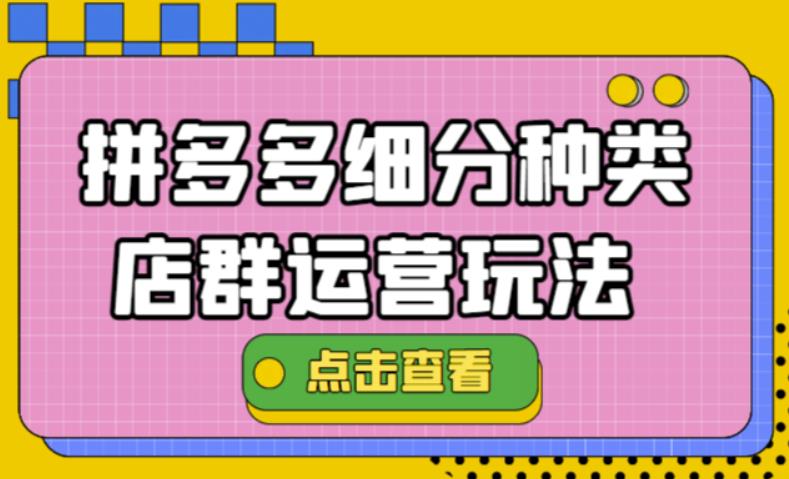 【副业项目4641期】拼多多细分种类店群运营玩法3.0，11月最新玩法，小白也可以操作-万图副业网