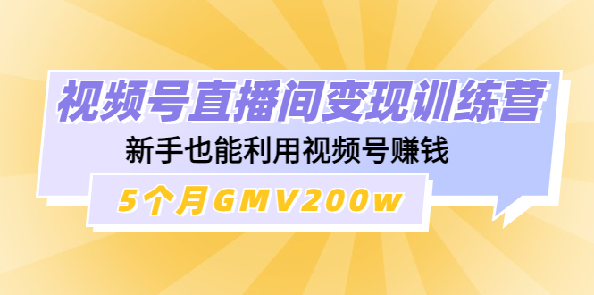 【副业项目4723期】视频号直播间变现训练营：新手也能利用视频号赚钱，5个月GMV200w-万图副业网