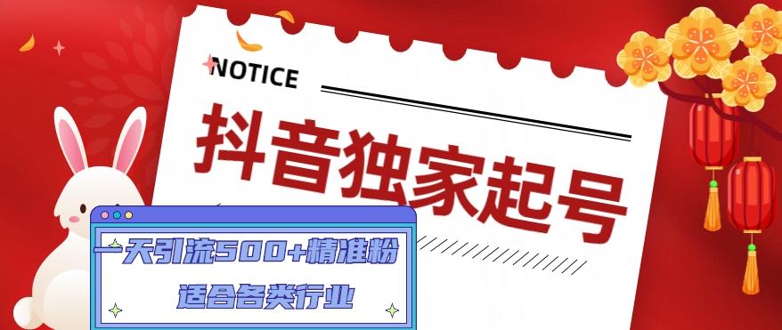 【副业项目5106期】抖音独家起号，一天引流500+精准粉，适合各类行业（9节视频课）-万图副业网