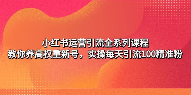 【副业项目5144期】小红书运营引流全系列课程：教你养高权重新号，实操每天引流100精准粉-万图副业网