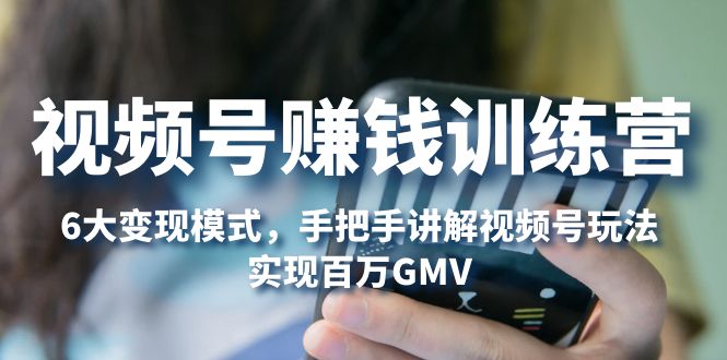 【副业项目5296期】视频号赚钱训练营：6大变现模式，对平台的各项功能详细讲解，实现百万GMV-万图副业网