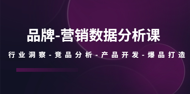【副业项目5644期】品牌-营销数据分析课，行业洞察-竞品分析-产品开发-爆品打造-万图副业网