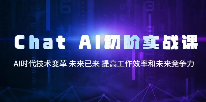 【副业项目5685期】Chat AI初阶实战课，AI时代技术变革 未来已来 提高工作效率和未来竞争力-万图副业网