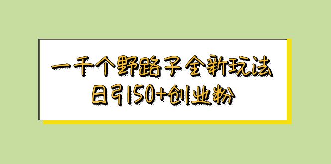 【副业项目5980期】一千个野路子全新玩法 日引50+创业粉-万图副业网