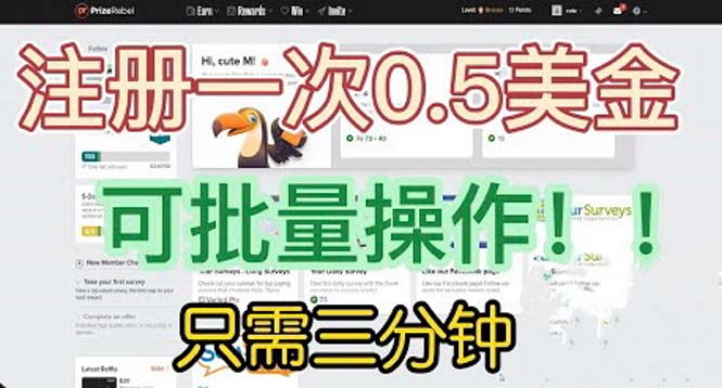 【副业项目6345期】国外项目注册一次0.5美金 只需三分钟无脑操作 可批量放大 小白工作室福利-万图副业网