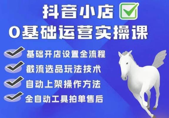 【副业项目6317期】白马电商·0基础抖店运营实操课，基础开店设置全流程，截流选品玩法技术-万图副业网