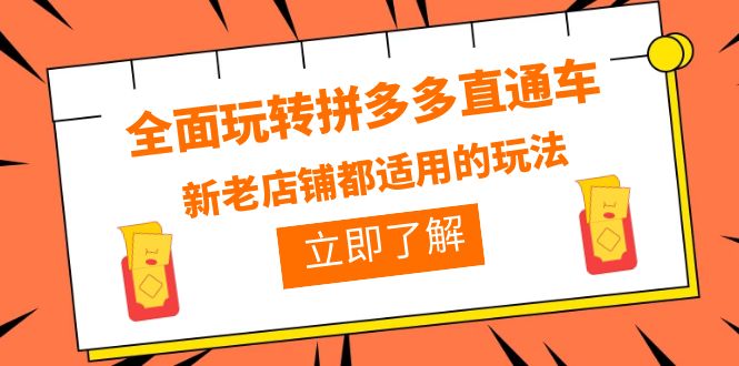 【副业项目6359期】全面玩转拼多多直通车，新老店铺都适用的玩法（12节精华课）-万图副业网