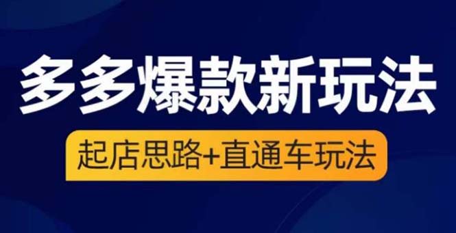 【副业项目6039期】2023拼多多爆款·新玩法：起店思路+直通车玩法（3节精华课）-万图副业网