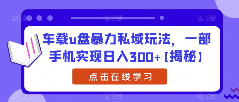 【副业项目6441期】车载u盘暴力私域玩法，一部手机实现日入300+【揭秘】-万图副业网