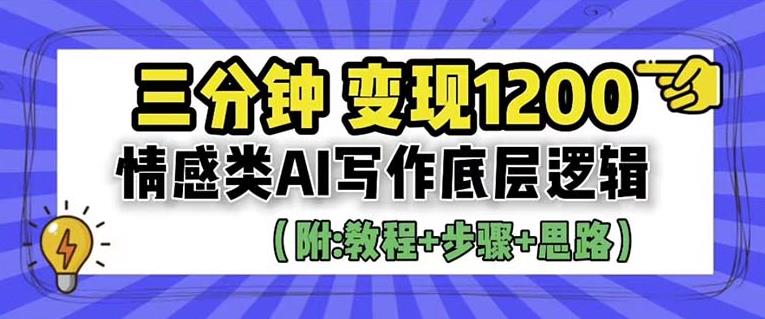 【副业项目6442期】情感类AI写作底层逻辑，3分钟掌握变现技巧（附：详细教程及步骤+独家资料）【揭秘】-万图副业网