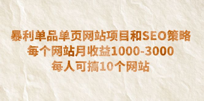 【副业项目6633期】暴利单品单页网站项目和SEO策略 每个网站月收益1000-3000 每人可搞10个-万图副业网