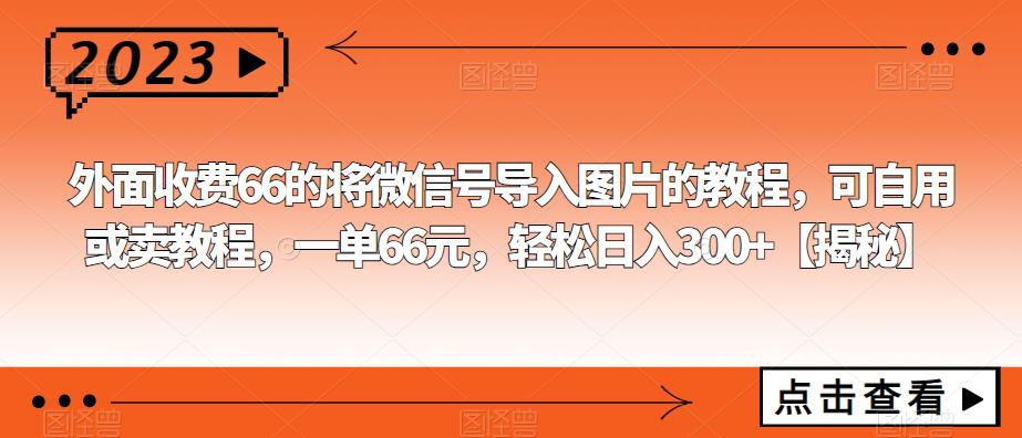 【副业项目6459期】外面收费66的将微信号导入图片的教程，可自用或卖教程，一单66元，轻松日入300+-万图副业网
