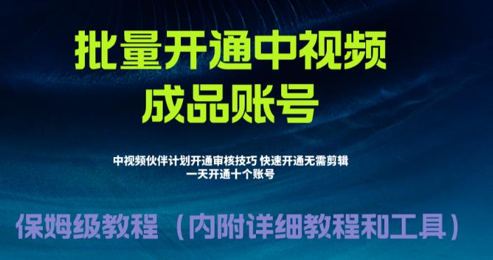 【副业项目6718期】外面收费1980暴力开通中视频计划教程，附 快速通过中视频伙伴计划的办法-万图副业网