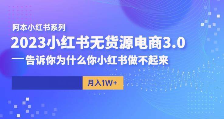【副业项目6506期】阿本小红书无货源电商3.0，告诉你为什么你小红书做不起来-万图副业网