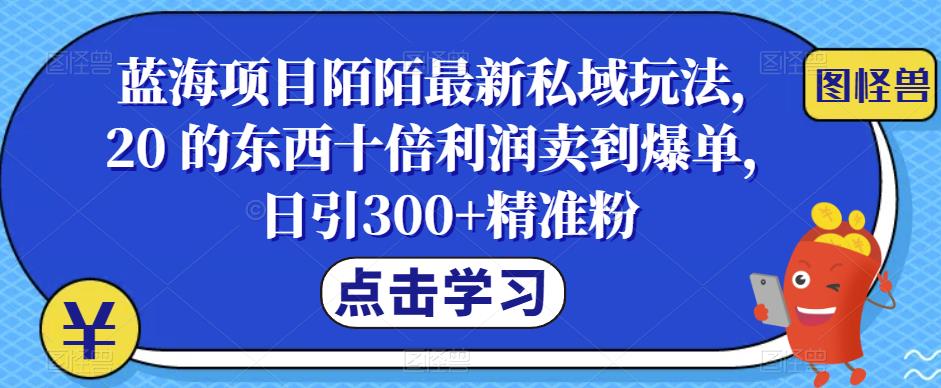 【副业项目6699期】蓝海项目陌陌最新私域玩法，20 的东西十倍利润卖到爆单，日引300+精准粉【揭秘】-万图副业网