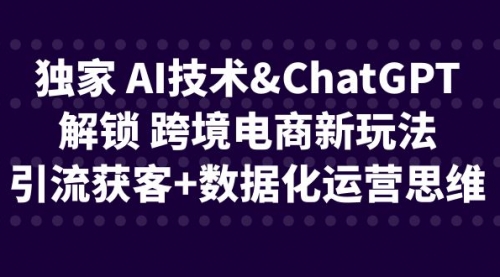 【副业项目6780期】独家 AI技术&ChatGPT解锁 跨境电商新玩法，引流获客+数据化运营思维-万图副业网