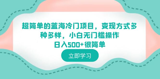【副业项目6524期】超简单的蓝海冷门项目，变现方式多种多样，小白无门槛操作日入500+很简单-万图副业网