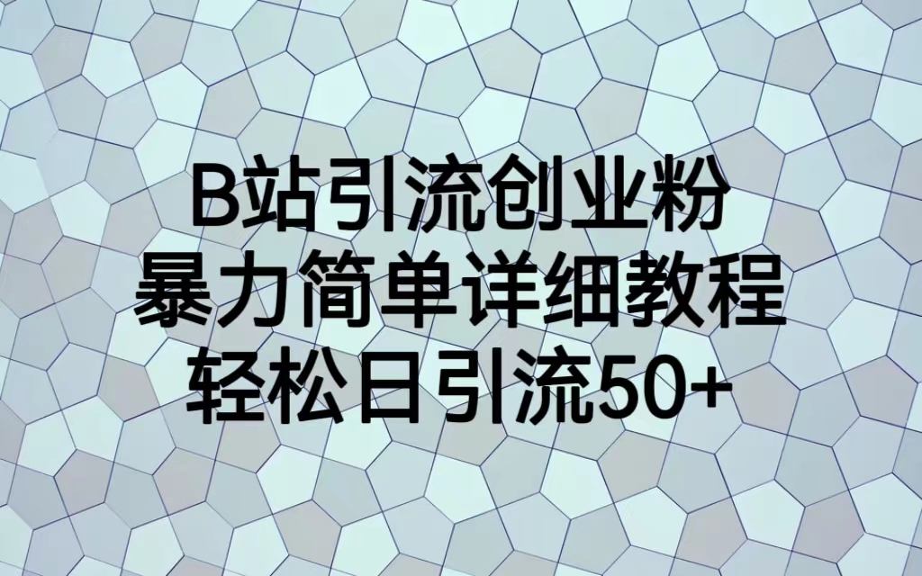 【副业项目6915期】B站引流创业粉，暴力简单详细教程，轻松日引流50+-万图副业网