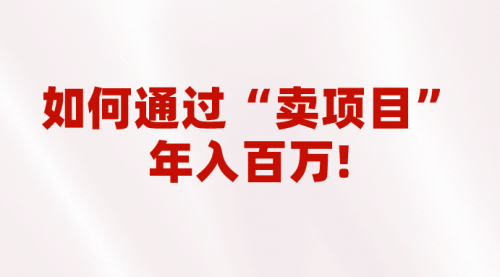 【副业项目7001期】2023年最火项目：通过“卖项目”年入百万！普通人逆袭翻身的唯一出路-万图副业网