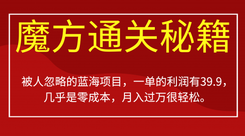 【副业项目7126期】被人忽略的蓝海项目，魔方通关秘籍一单利润有39.9-万图副业网