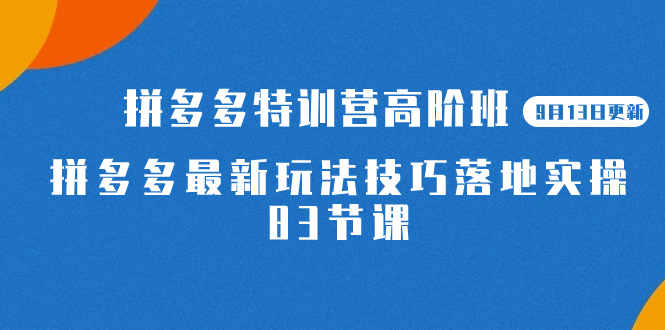 【副业项目7470期】2023拼多多·特训营高阶班【9月13日更新】拼多多最新玩法技巧落地实操-83节-万图副业网