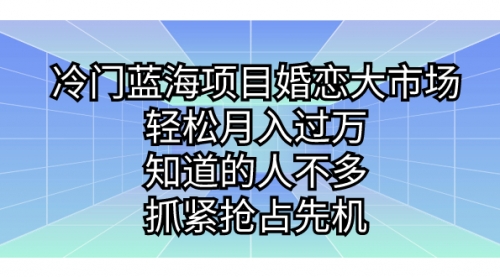 【副业项目7246期】冷门蓝海项目婚恋大市场，轻松月入过万-万图副业网