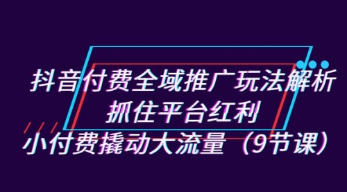 【副业项目7305期】抖音付费全域推广玩法解析：抓住平台红利，小付费撬动大流量（9节课）-万图副业网
