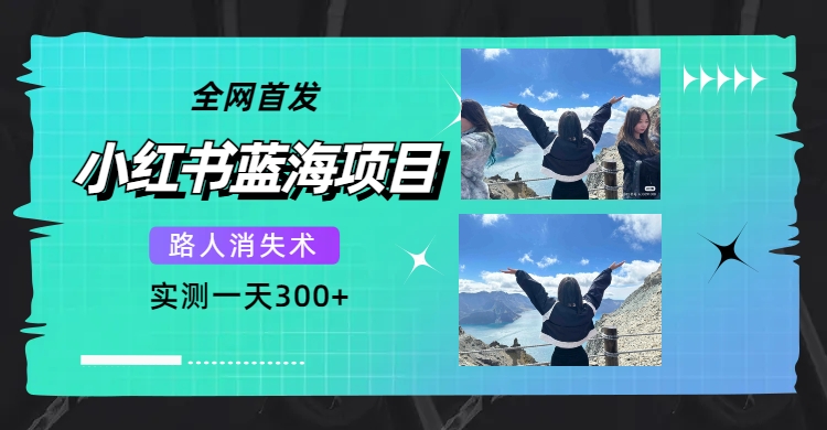 【副业项目7750期】全网首发，小红书蓝海项目，路人消失术，实测一天300+（教程+工具）-万图副业网
