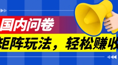 【副业项目7605期】保姆级教程，国内问卷矩阵玩法，轻松赚收益-万图副业网