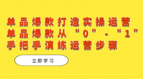 【副业项目7711期】单品爆款打造实操运营，单品爆款从“0”-“1”手把手演练运营步骤-万图副业网