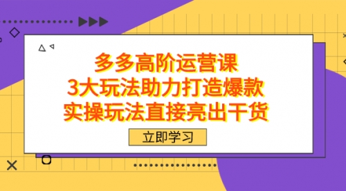 【副业项目7758期】拼多多高阶·运营课，3大玩法助力打造爆款，实操玩法直接亮出干货-万图副业网