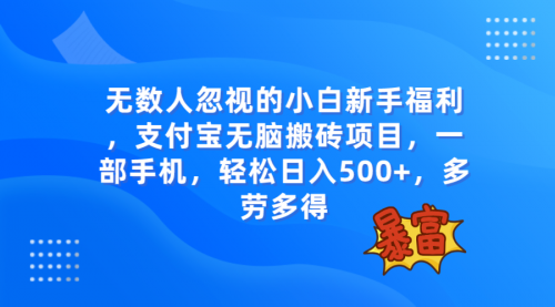 【副业项目8111期】无数人忽视的项目，支付宝无脑搬砖项目，一部手机即可操作，轻松日入500+-万图副业网
