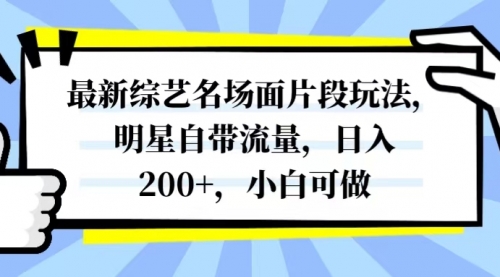 【副业项目8334期】最新综艺名场面片段玩法，明星自带流量，日入200+，小白可做-万图副业网
