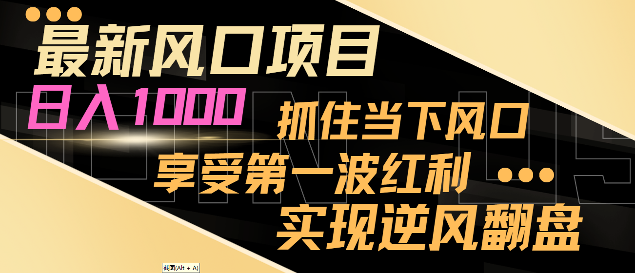 【副业8650期】最新风口项目，日入过千，抓住当下风口，享受第一波红利，实现逆风翻盘-万图副业网
