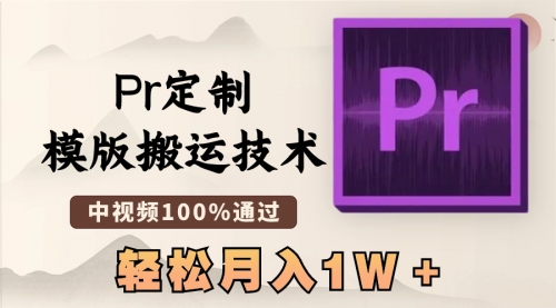 【副业8726期】最新Pr定制模版搬运技术，中视频100%通过-万图副业网