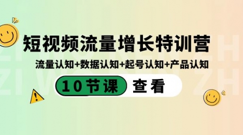 【副业8734期】短视频流量增长特训营：流量认知+数据认知+起号认知+产品认知-万图副业网
