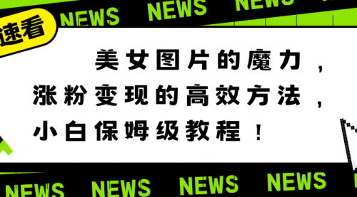 【副业8733期】美女图片的魔力，涨粉变现的高效方法，小白保姆级教程！-万图副业网
