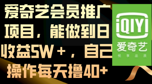 【副业8764期】爱奇艺会员推广项目，能做到日收益5W＋-万图副业网
