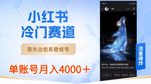 【副业8816期】小红书冷门赛道，夜光治愈系壁纸号，单号月入4000＋-万图副业网