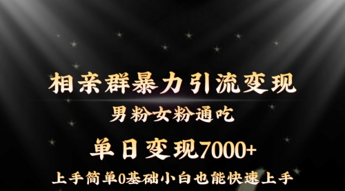 【副业8845期】相亲群暴力引流男粉女粉通吃变现玩法，单日变现7000+保姆教学1.0-万图副业网