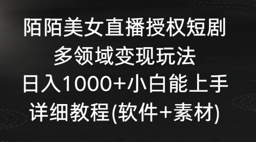 【副业8963期】陌陌美女直播授权短剧，多领域变现玩法，日入1000+-万图副业网