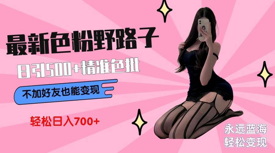 最新色粉变现野路子，日引500+老色批 可不加好友直接变现 小白轻松日入700+-万图副业网